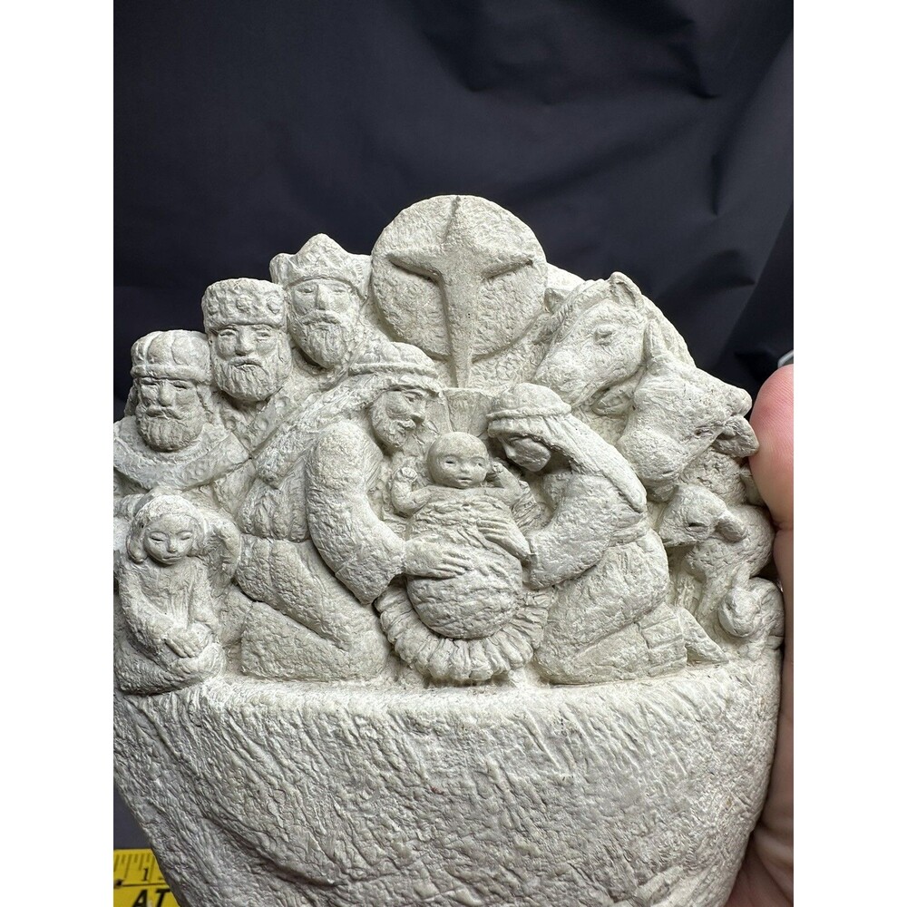 Carruth Studio 1999 Stone Nativity Garden Wall Plaque Detailed